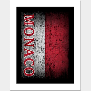 Monaco Flag Gift Women Men Children Monaco Retro Vintage Posters and Art